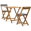 Image de Vidaxl Meuble De Bistro Pliable 3 Pcs Et Coussins Bois D'acacia Solide