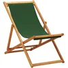 Image de vidaXL Chaise pliable de plage Bois d'eucalyptus et tissu Vert