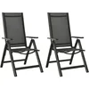 Image de Vidaxl Chaises Pliables De Jardin 2 Pcs TextilÃ¨ne Et Aluminium Noir