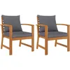 Image de Vidaxl Chaises De Jardin 2 Pcs Avec Coussin Gris FoncÃ© Bois D'acacia