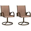 Image de Vidaxl Chaises Pivotantes De Jardin 2 Pcs TextilÃ¨ne Et Acier Marron