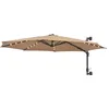 Image de vidaXL Parasol mural avec mÃ¢t mÃ©tallique et LED 300 cm Taupe