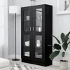 Image de vidaXL Armoire Ã  vitrine Noir 82,5x30,5x150 cm Bois d'ingÃ©nierie