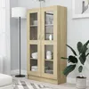 Image de vidaXL Armoire Ã  vitrine ChÃªne sonoma 82,5x30,5x150 cm Bois ingÃ©nierie