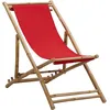 Image de vidaXL Chaise de terrasse bambou et toile rouge