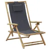 Image de vidaXL Chaise de relaxation inclinable Gris foncÃ© Bambou et tissu