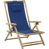 Image de vidaXL Chaise de relaxation inclinable bleu marine bambou et tissu