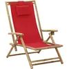 Image de vidaXL Chaise de relaxation inclinable Rouge Bambou et tissu