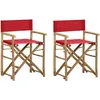 Image de vidaXL Chaises pliables de directeur lot de 2 Rouge Bambou et tissu