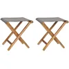 Image de vidaXL Chaises pliables lot de 2 Bois teck solide et tissu Gris foncÃ©