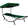 Image de vidaXL Lit de repos d'extÃ©rieur avec auvent et oreiller Vert