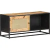 Image de Vidaxl Meuble Tv 90x30x40 Cm Bois De Manguier Brut Et Canne Naturelle