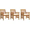 Image de Vidaxl Chaises Ã DÃ®ner De Jardin 3pcs Et Coussins Bois D'acacia Massif