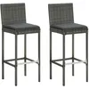 Image de Vidaxl Tabourets De Bar De Jardin Et Coussins Lot De 2 RÃ©sine TressÃ©e