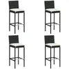 Image de Vidaxl Tabourets De Bar De Jardin Et Coussins Lot De 4 RÃ©sine TressÃ©e