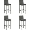 Image de Vidaxl Tabourets De Bar De Jardin Et Coussins Lot De 4 RÃ©sine TressÃ©e