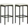 Image de vidaXL Tabourets de bar avec coussins lot de 2 marron rÃ©sine tressÃ©e