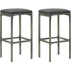 Image de vidaXL Tabourets de bar avec coussins lot de 2 gris rÃ©sine tressÃ©e