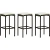 Image de vidaXL Tabourets de bar avec coussins lot de 3 marron rÃ©sine tressÃ©e