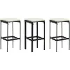 Image de vidaXL Tabourets de bar avec coussins 3 pcs Noir RÃ©sine tressÃ©e