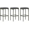 Image de vidaXL Tabourets de bar avec coussins 3 pcs Gris RÃ©sine tressÃ©e