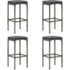 Image de vidaXL Tabourets de bar avec coussins lot de 4 gris rÃ©sine tressÃ©e