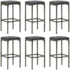 Image de vidaXL Tabourets de bar avec coussins lot de 6 gris rÃ©sine tressÃ©e