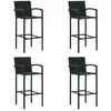 Image de vidaXL Tabourets de bar 4 pcs Noir RÃ©sine tressÃ©e
