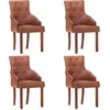 Image de vidaXL Chaises de salle Ã  manger 4 pcs Marron Cuir de chÃ¨vre vÃ©ritable