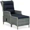 Image de vidaXL Chaise inclinable de jardin tabouret RÃ©sine tressÃ©e Gris clair