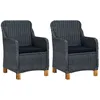 Image de Vidaxl Chaises De Jardin Avec Coussins 2 Pcs RÃ©sine TressÃ©e Gris FoncÃ©