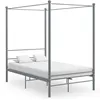 Image de vidaXL Cadre de lit Ã  baldaquin sans matelas gris mÃ©tal 140x200 cm