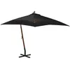 Image de Vidaxl Parasol Suspendu Avec MÃ¢t Noir 3x3 M Bois De Sapin Massif