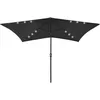 Image de vidaXL Parasol avec LED et mÃ¢t en acier Noir 2x3 m