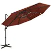 Image de Vidaxl Parasol Ã 4 Niveaux Avec MÃ¢t En Aluminium Terre Cuite 3x3 M