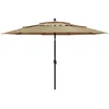 Image de vidaXL Parasol Ã  3 niveaux avec mÃ¢t en aluminium Taupe 3,5 m