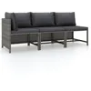 Image de Vidaxl Salon De Jardin 3 Pcs Avec Coussins RÃ©sine TressÃ©e Gris