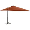 Image de Vidaxl Parasol DÃ©portÃ© Avec MÃ¢t Et LumiÃ¨res Led Terre Cuite 250 Cm