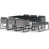 Image de Vidaxl Salon De Jardin 11 Pcs Avec Coussins RÃ©sine TressÃ©e Gris