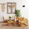 Image de Vidaxl Salon De Jardin 5 Pcs Avec Coussin CrÃ¨me Bois D'acacia Solide