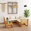 Image de Vidaxl Salon De Jardin 6 Pcs Avec Coussin CrÃ¨me Bois D'acacia Solide