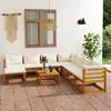 Image de Vidaxl Salon De Jardin 9 Pcs Avec Coussin CrÃ¨me Bois D'acacia Solide