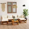 Image de Vidaxl Salon De Jardin 7 Pcs Avec Coussin CrÃ¨me Bois D'acacia Solide