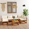 Image de Vidaxl Salon De Jardin 7 Pcs Avec Coussin CrÃ¨me Bois D'acacia Solide