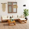 Image de Vidaxl Salon De Jardin 6 Pcs Avec Coussin CrÃ¨me Bois D'acacia Solide