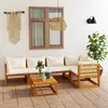 Image de Vidaxl Salon De Jardin 6 Pcs Avec Coussin CrÃ¨me Bois D'acacia Solide