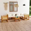 Image de Vidaxl Salon De Jardin 7 Pcs Avec Coussin CrÃ¨me Bois D'acacia Solide