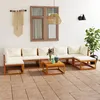 Image de Vidaxl Salon De Jardin 8 Pcs Avec Coussin CrÃ¨me Bois D'acacia Solide