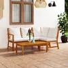 Image de Vidaxl Salon De Jardin 4 Pcs Avec Coussin CrÃ¨me Bois D'acacia Solide