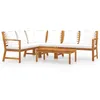 Image de Vidaxl Salon De Jardin 5 Pcs Avec Coussin CrÃ¨me Bois D'acacia Solide
